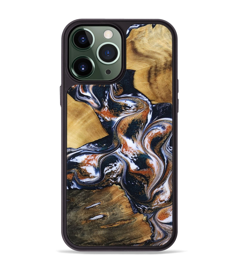 iPhone 13 Pro Max Wood Phone Case - Gus (Teal & Gold, 812114)