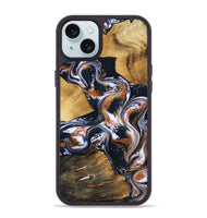 iPhone 15 Plus Wood Phone Case - Gus (Teal & Gold, 812114)