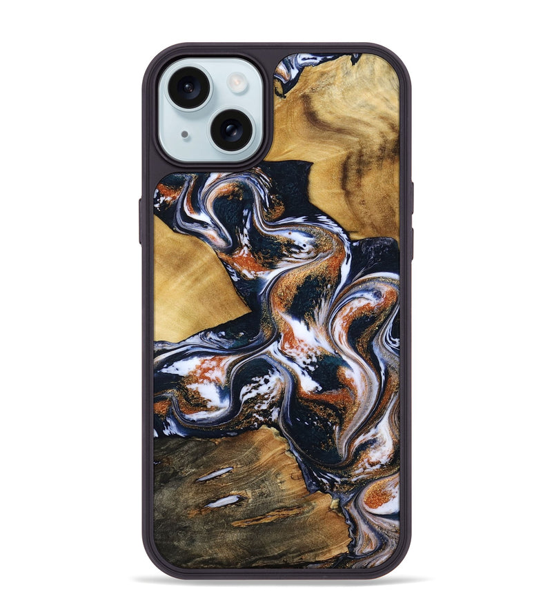 iPhone 15 Plus Wood Phone Case - Gus (Teal & Gold, 812114)
