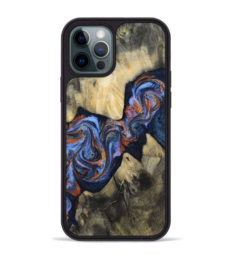 iPhone 12 Pro Max Wood Phone Case - Susie (Teal & Gold, 812117)