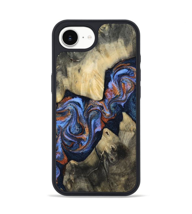 iPhone 16e Wood Phone Case - Susie (Teal & Gold, 812117)