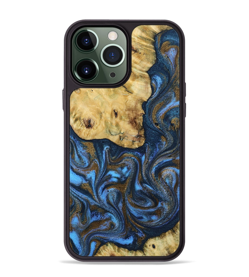 iPhone 13 Pro Max Wood Phone Case - Flossie (Teal & Gold, 812118)