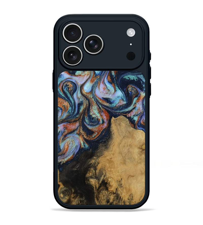 iPhone 17 Pro Max Wood Phone Case - Katlyn (Teal & Gold, 812119)