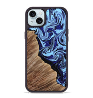 iPhone 15 Plus Wood Phone Case - Emogene (Blue, 812149)