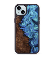 iPhone 15 Plus Wood Phone Case - Chaim (Blue, 812150)
