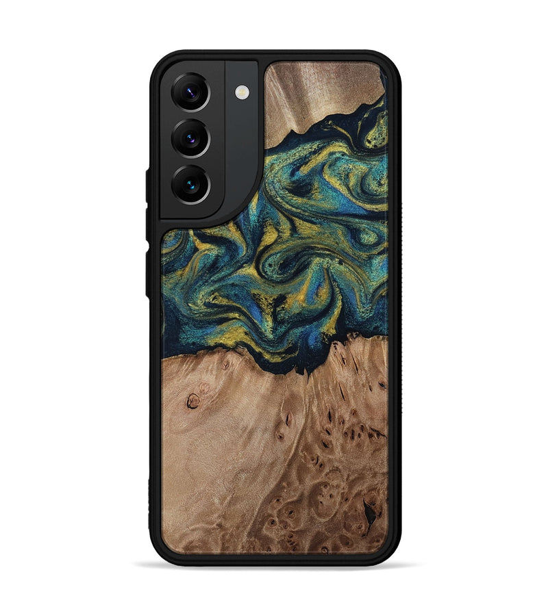Galaxy S22 Plus Wood Phone Case - Dannie (Teal & Gold, 812151)