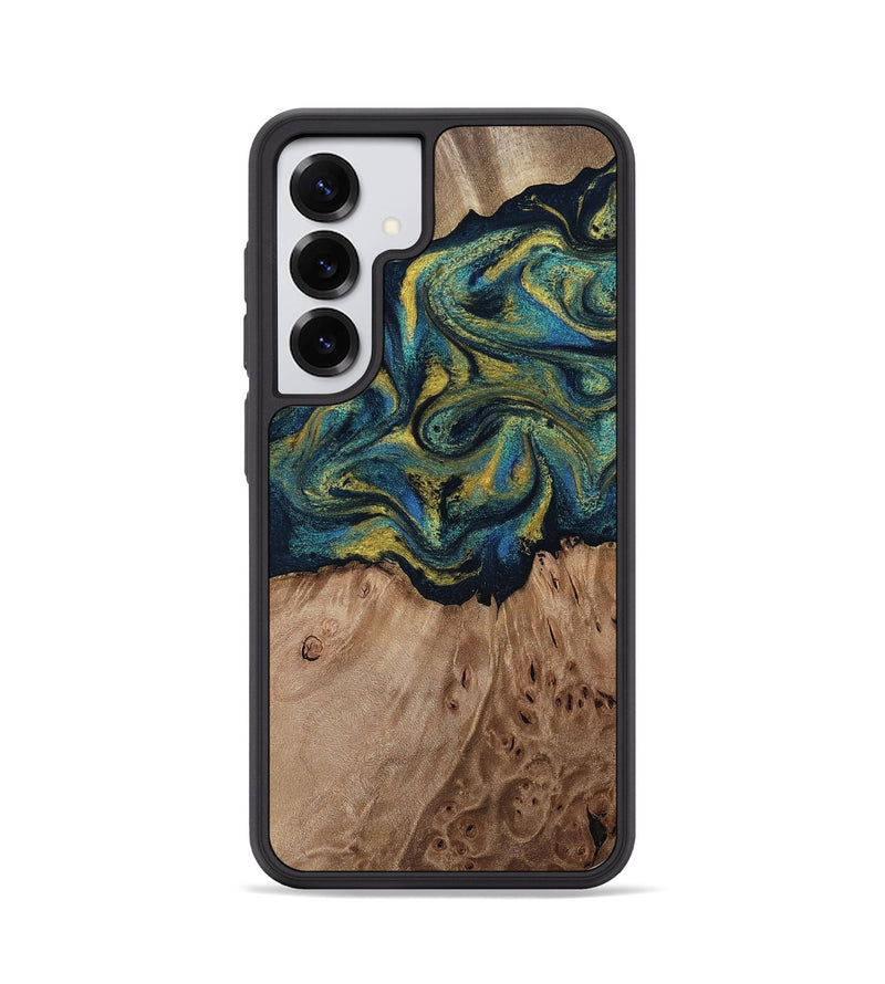 Galaxy S25 Wood Phone Case - Dannie (Teal & Gold, 812151)
