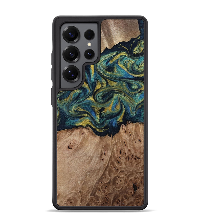 Galaxy S25 Ultra Wood Phone Case - Dannie (Teal & Gold, 812151)