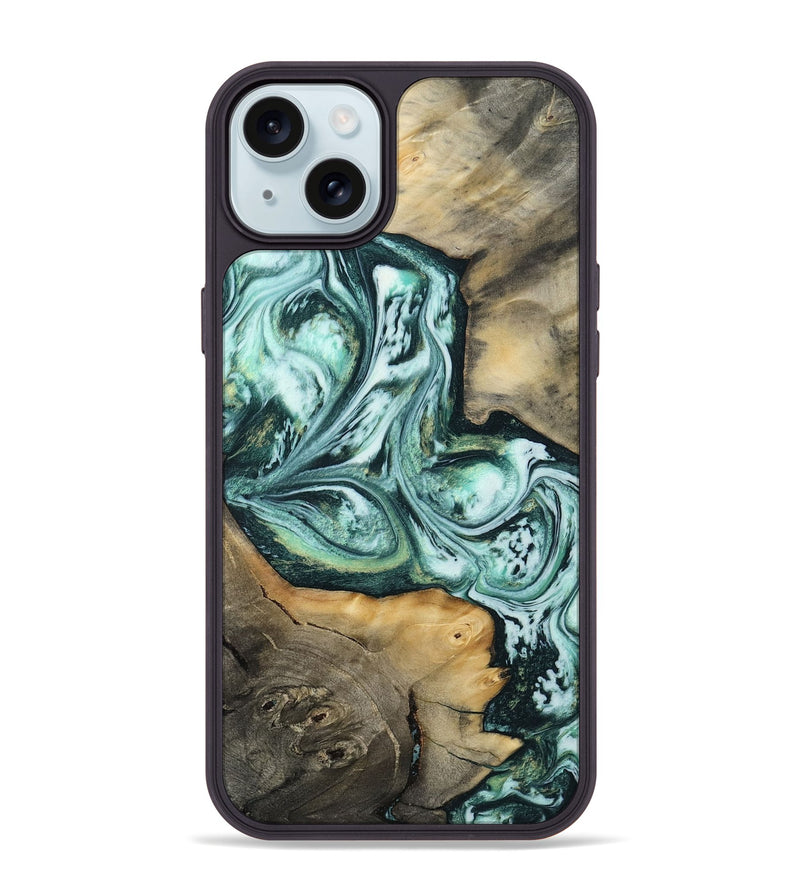 iPhone 15 Plus Wood Phone Case - Evelyne (Green, 812172)
