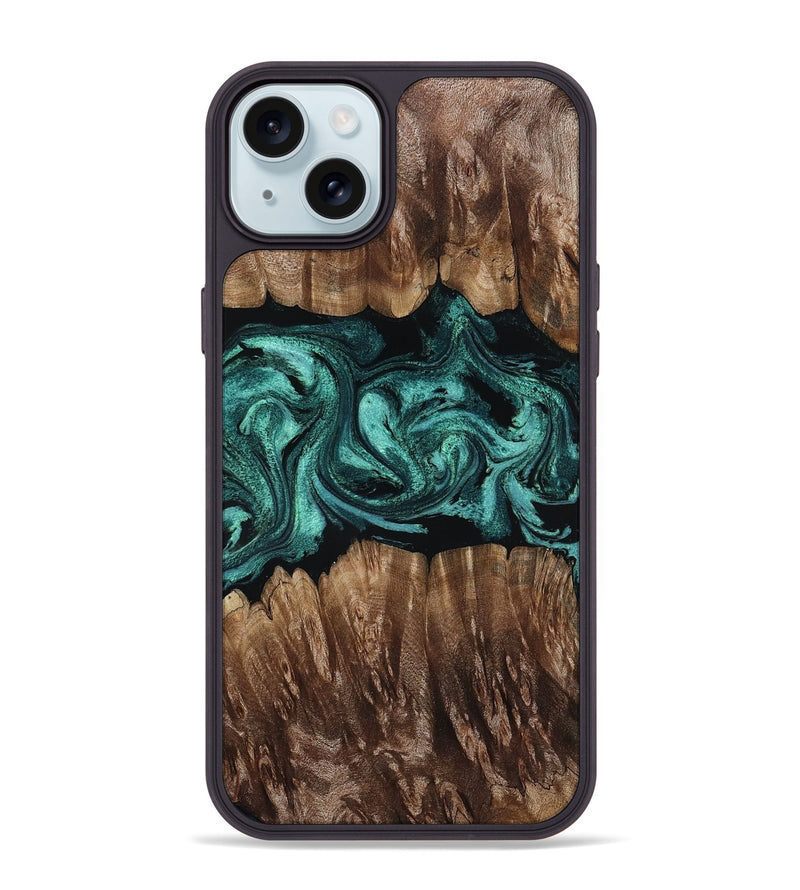 iPhone 15 Plus Wood Phone Case - Aaden (Green, 812173)
