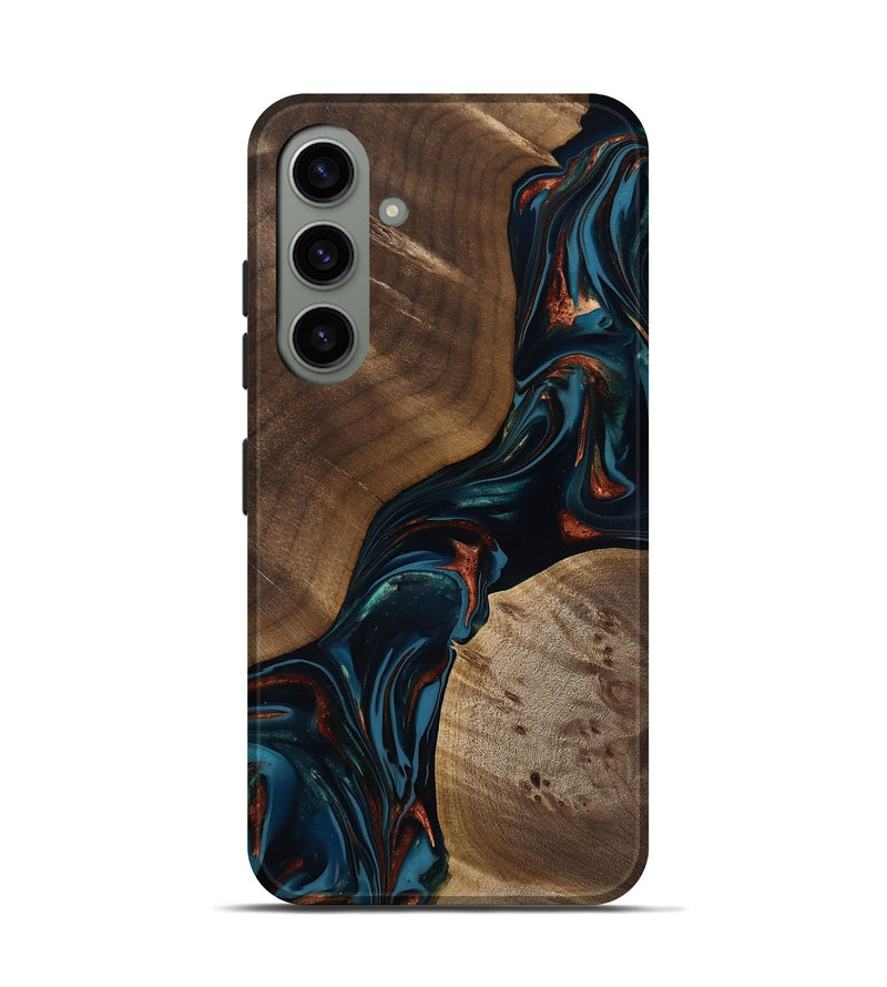Galaxy S24 Wood Live Edge Phone Case - Shmuel (Teal & Gold, 812193)