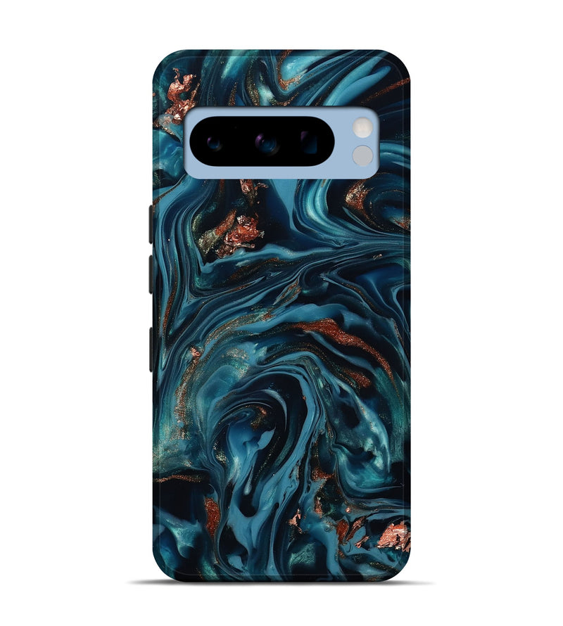 Pixel 8 Pro ResinArt Live Edge Phone Case - Brynlee (Teal & Gold, 812195)