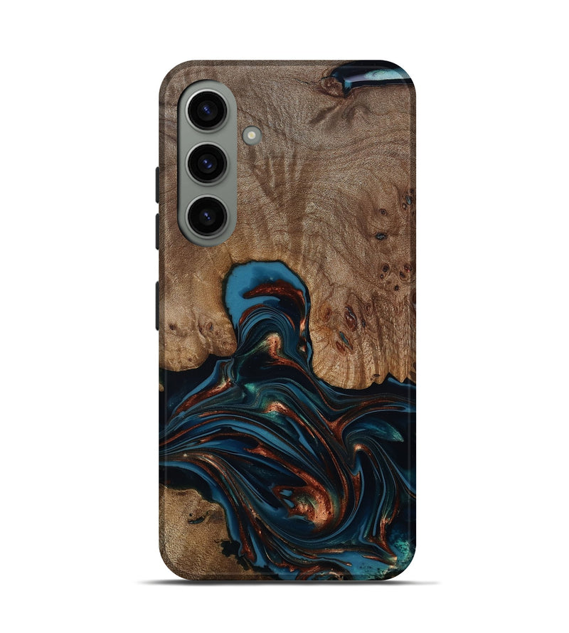 Galaxy S24 Wood Live Edge Phone Case - Kelli (Teal & Gold, 812196)