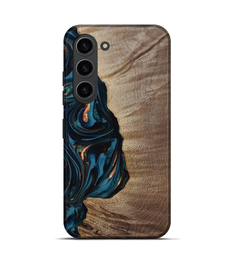 Galaxy S23 Wood Live Edge Phone Case - Weldon (Teal & Gold, 812198)