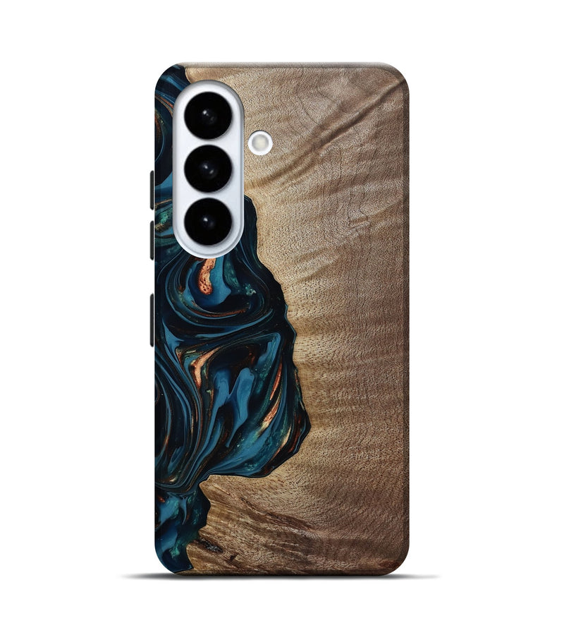 Galaxy S26 Wood Live Edge Phone Case - Weldon (Teal & Gold, 812198)