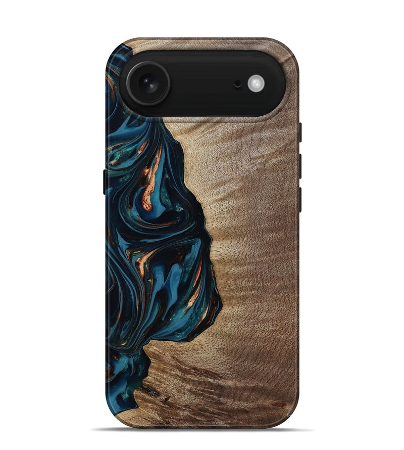 iPhone 17 Air Wood Live Edge Phone Case - Weldon (Teal & Gold, 812198)