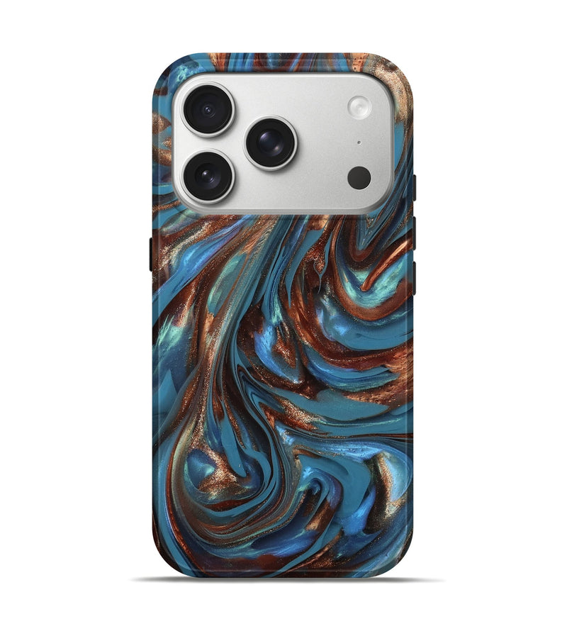 iPhone 17 Pro ResinArt Live Edge Phone Case - Harriet (Teal & Gold, 812199)