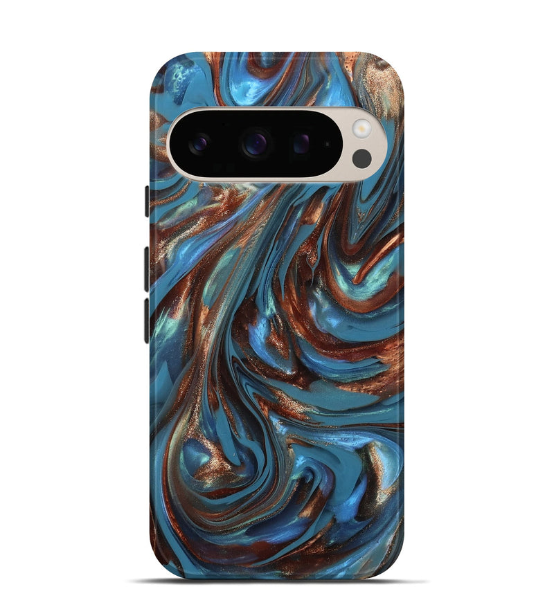 Pixel 10 ResinArt Live Edge Phone Case - Harriet (Teal & Gold, 812199)