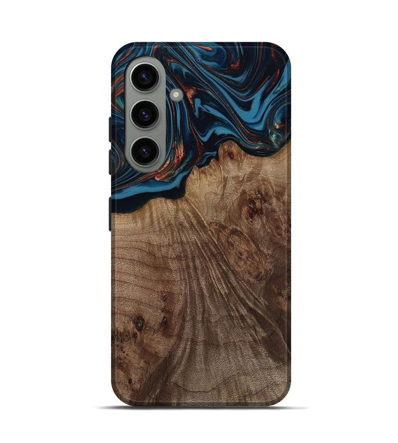 Galaxy S24 Wood Live Edge Phone Case - Yolanda (Teal & Gold, 812200)