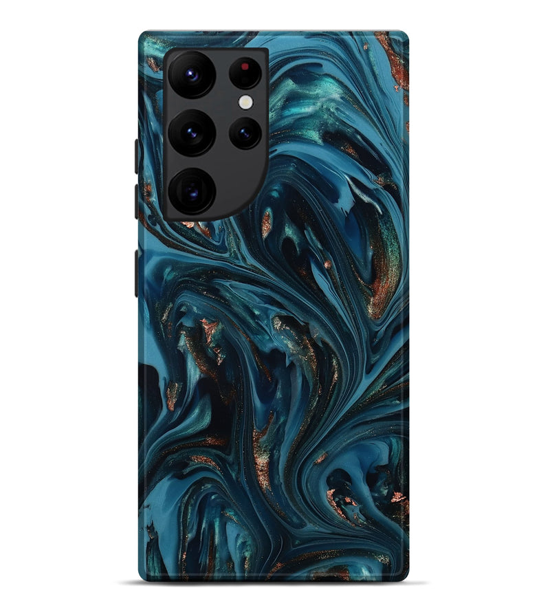 Galaxy S22 Ultra ResinArt Live Edge Phone Case - Shelbi (Teal & Gold, 812201)