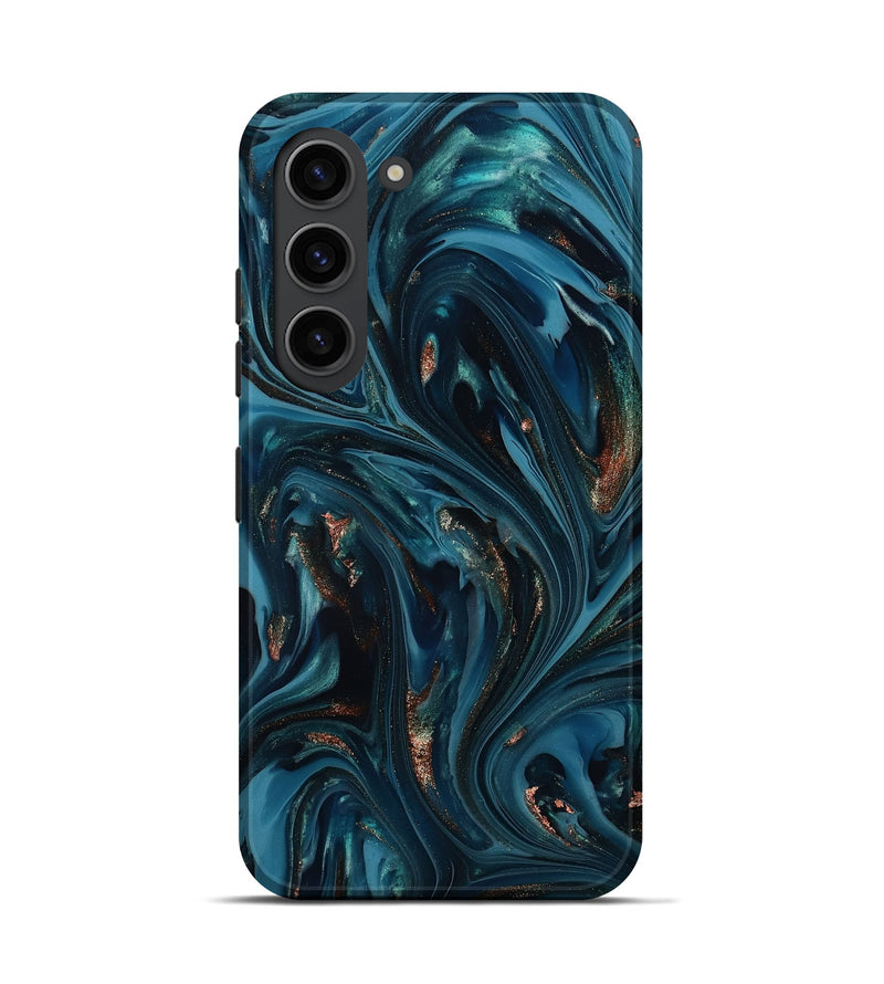 Galaxy S23 ResinArt Live Edge Phone Case - Shelbi (Teal & Gold, 812201)