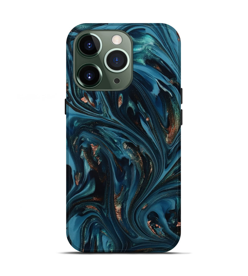iPhone 13 Pro ResinArt Live Edge Phone Case - Shelbi (Teal & Gold, 812201)