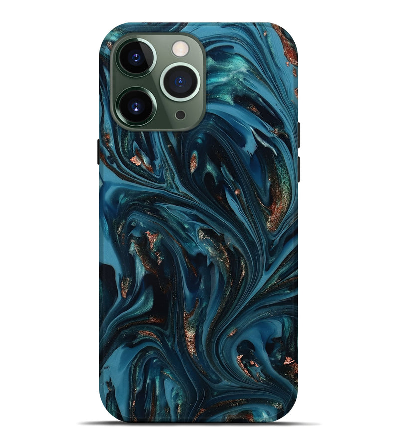 iPhone 13 Pro Max ResinArt Live Edge Phone Case - Shelbi (Teal & Gold, 812201)
