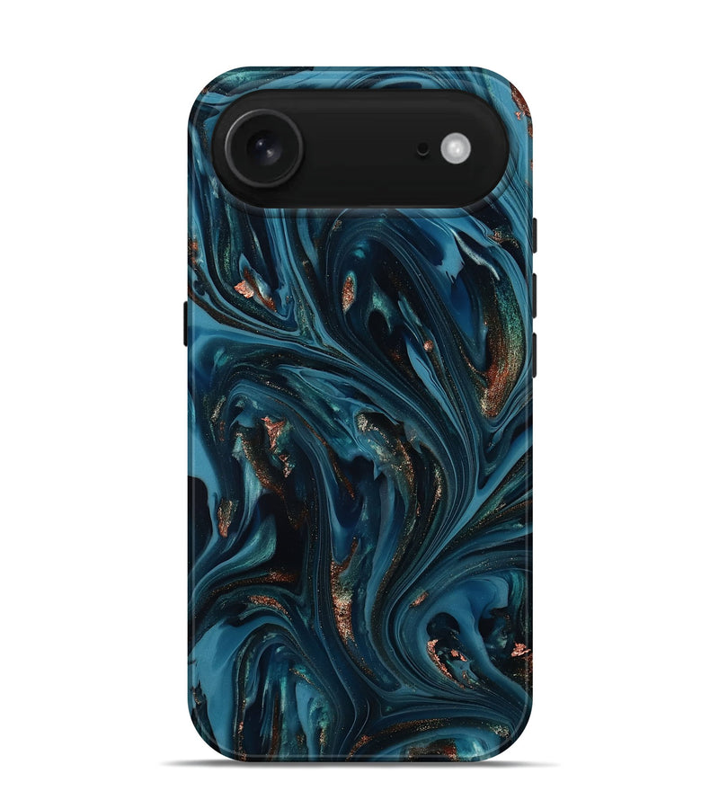 iPhone 17 Air ResinArt Live Edge Phone Case - Shelbi (Teal & Gold, 812201)