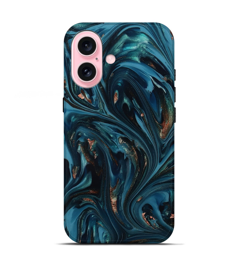 iPhone 17 ResinArt Live Edge Phone Case - Shelbi (Teal & Gold, 812201)