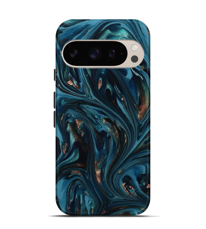 Pixel 10 ResinArt Live Edge Phone Case - Shelbi (Teal & Gold, 812201)