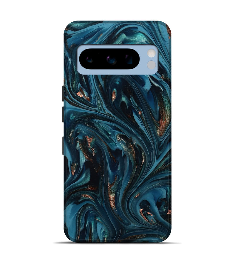 Pixel 8 Pro ResinArt Live Edge Phone Case - Shelbi (Teal & Gold, 812201)