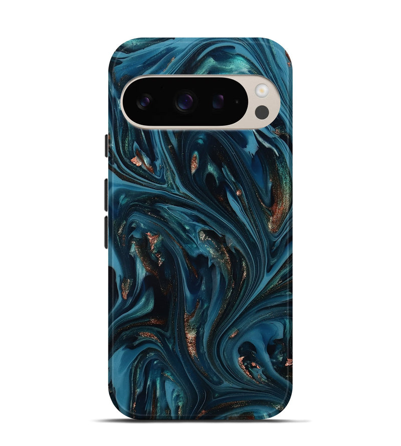 Pixel 9 Pro ResinArt Live Edge Phone Case - Shelbi (Teal & Gold, 812201)