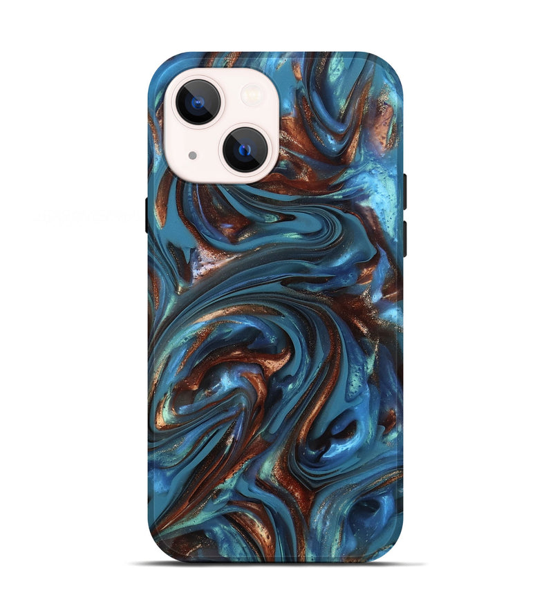 iPhone 13 ResinArt Live Edge Phone Case - Kira (Teal & Gold, 812202)