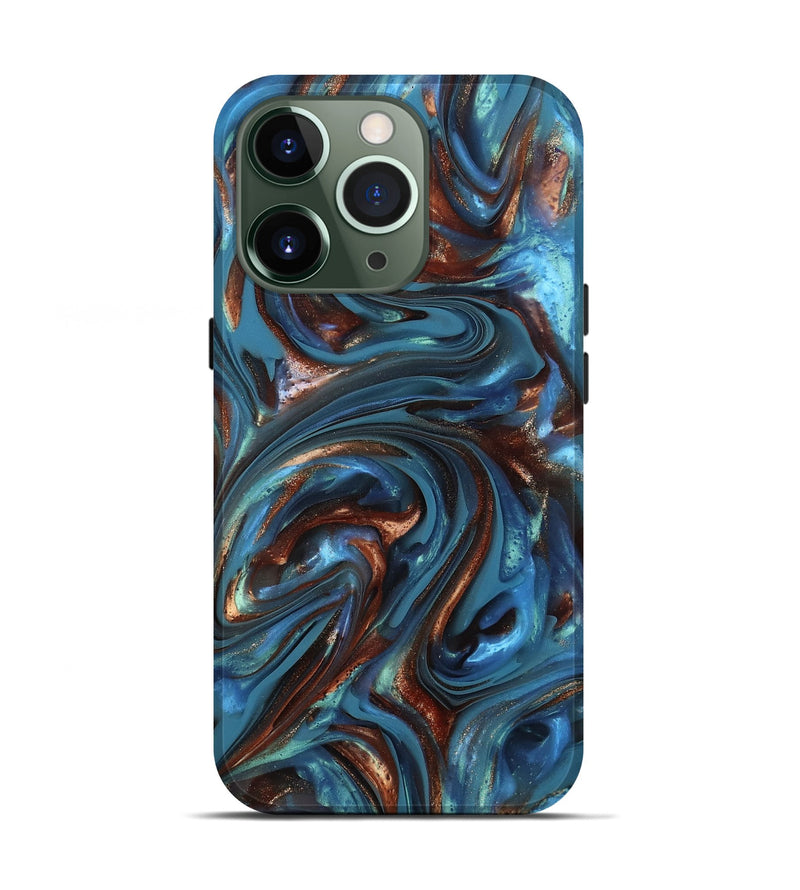 iPhone 13 Pro ResinArt Live Edge Phone Case - Kira (Teal & Gold, 812202)