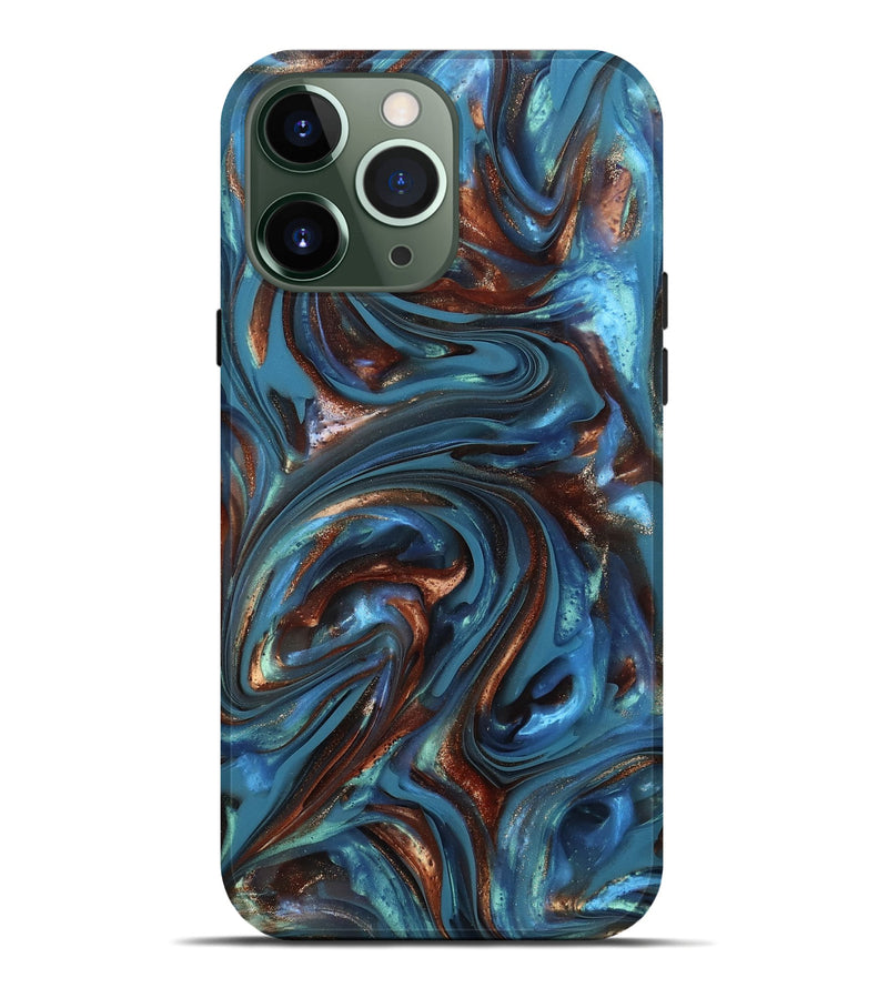iPhone 13 Pro Max ResinArt Live Edge Phone Case - Kira (Teal & Gold, 812202)