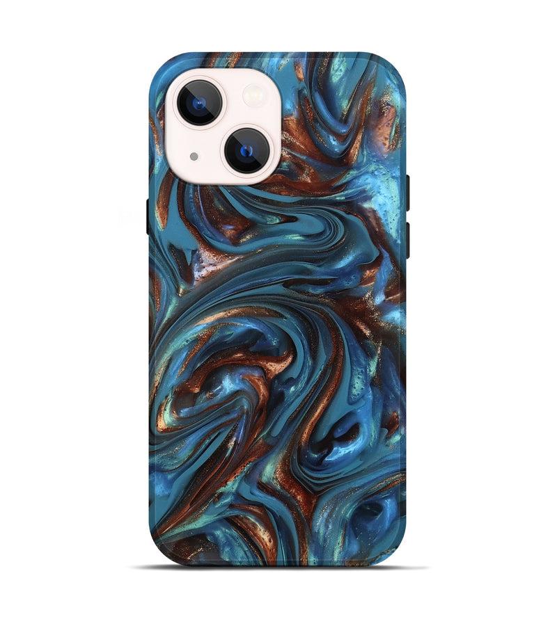 iPhone 14 ResinArt Live Edge Phone Case - Kira (Teal & Gold, 812202)