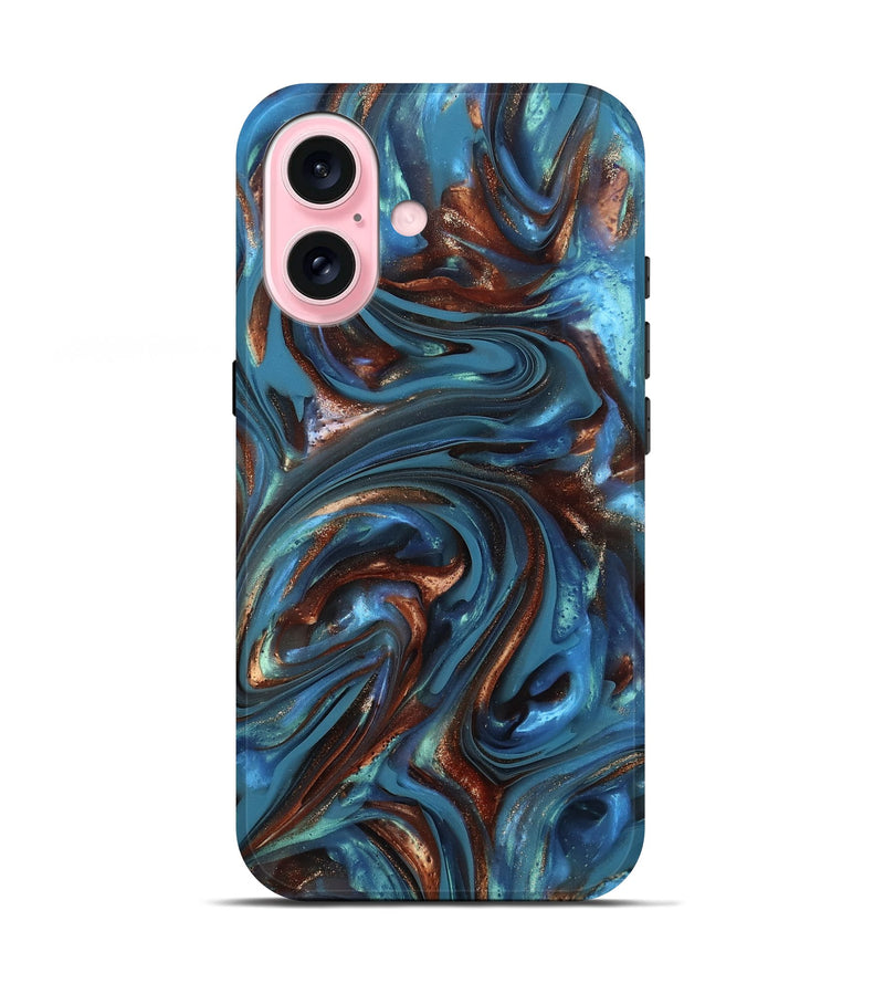iPhone 17 ResinArt Live Edge Phone Case - Kira (Teal & Gold, 812202)