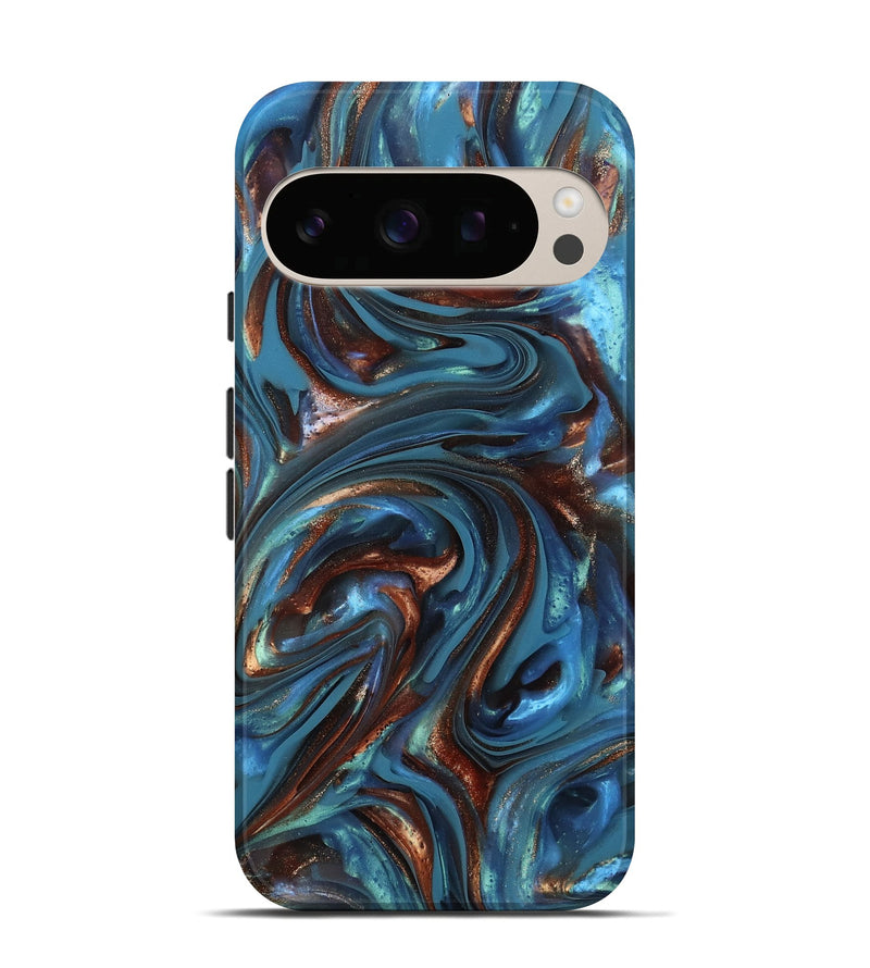 Pixel 10 ResinArt Live Edge Phone Case - Kira (Teal & Gold, 812202)