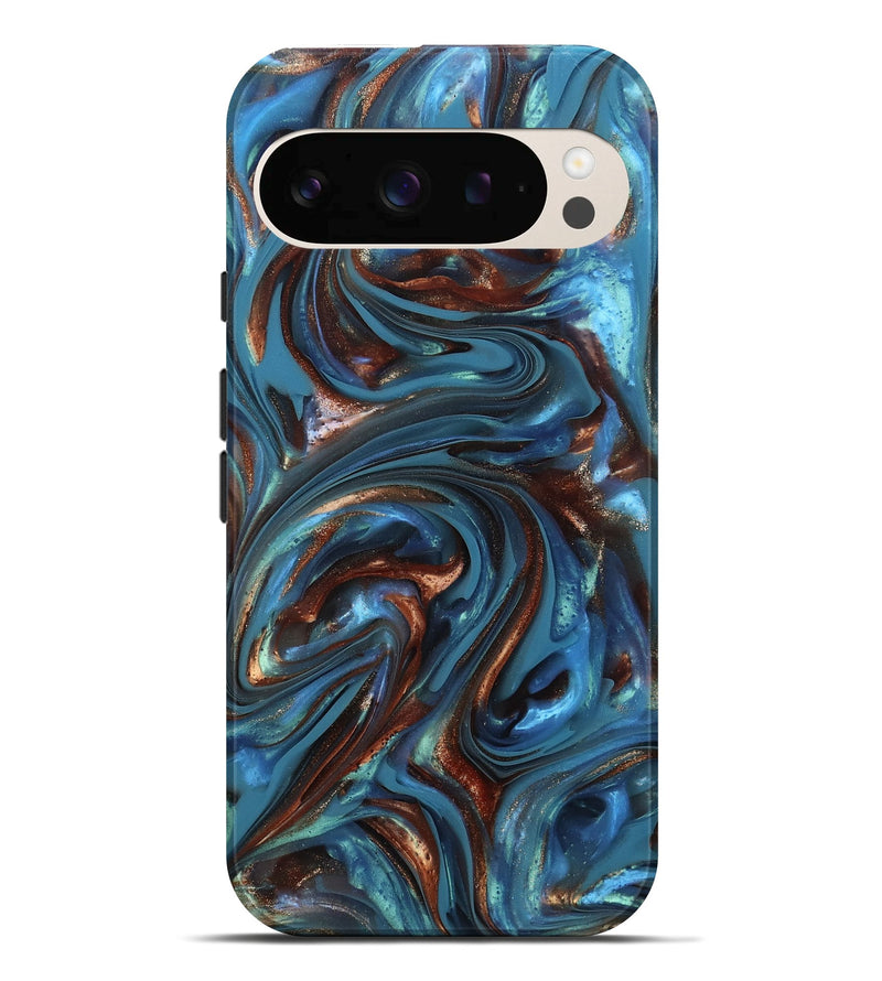 Pixel 10 Pro XL ResinArt Live Edge Phone Case - Kira (Teal & Gold, 812202)