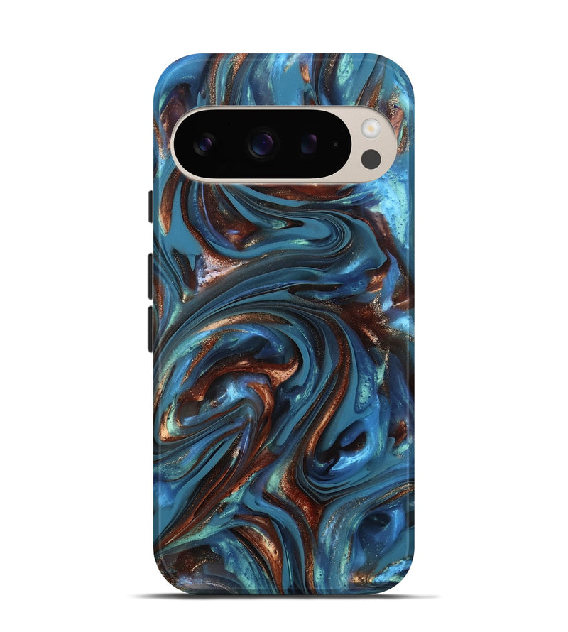 Pixel 9 ResinArt Live Edge Phone Case - Kira (Teal & Gold, 812202)