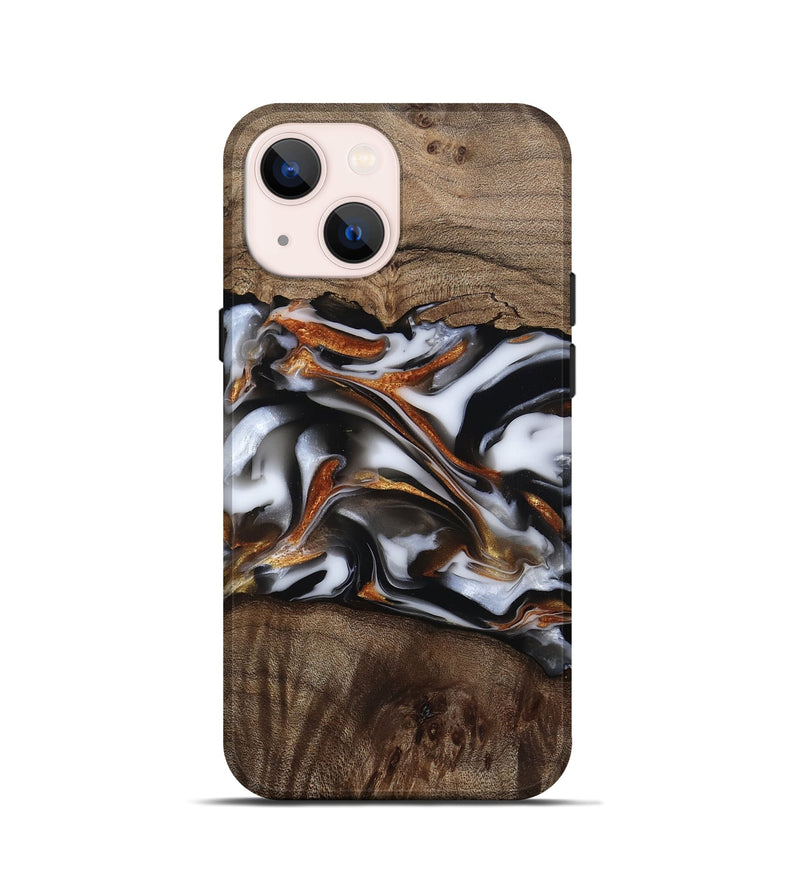 iPhone 13 mini Wood Live Edge Phone Case - Brynn (Black & White, 812204)
