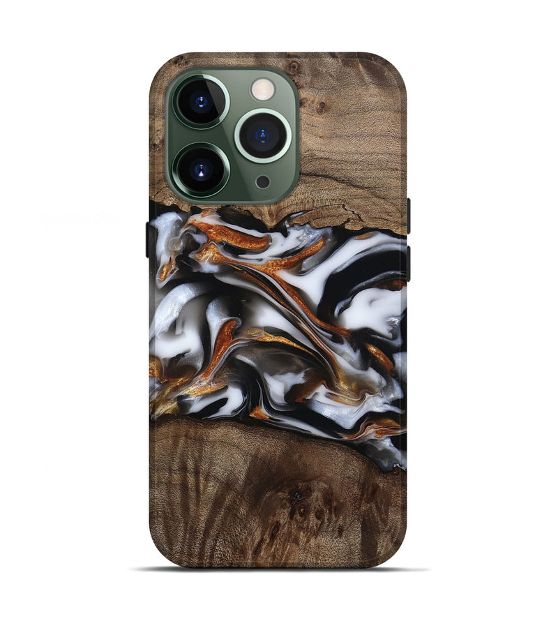 iPhone 13 Pro Wood Live Edge Phone Case - Brynn (Black & White, 812204)