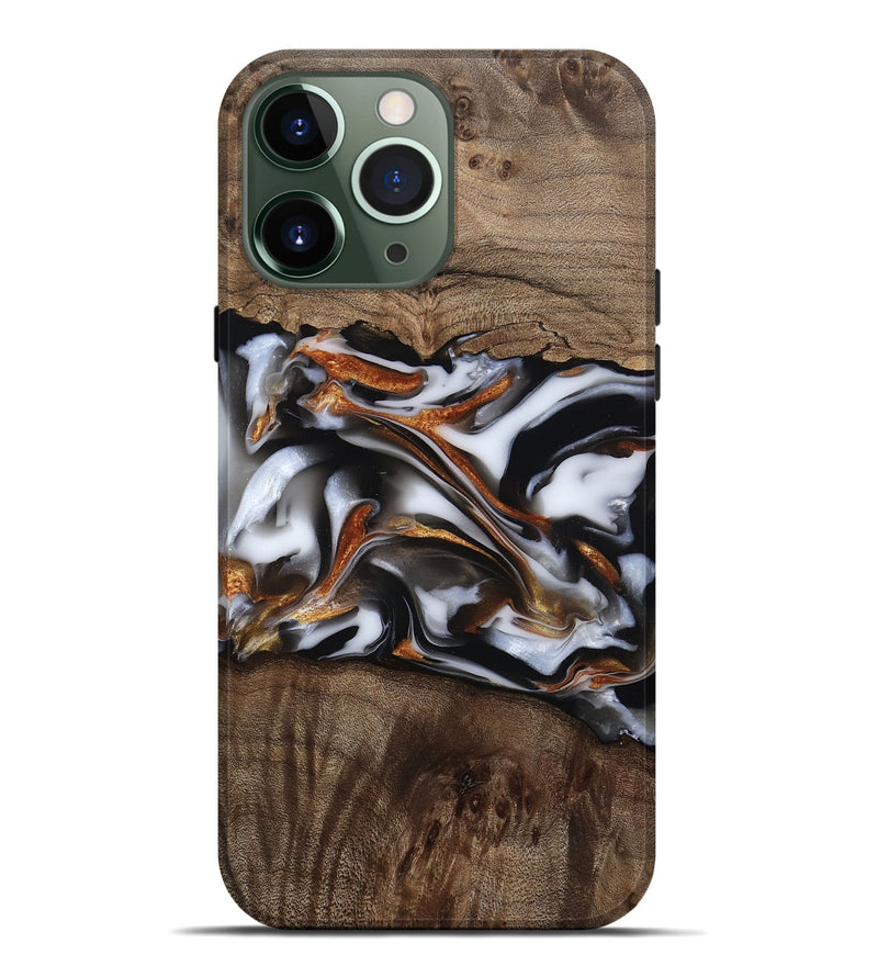 iPhone 13 Pro Max Wood Live Edge Phone Case - Brynn (Black & White, 812204)