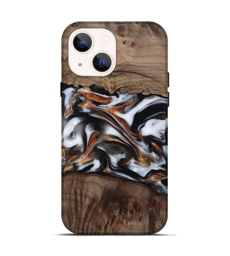 iPhone 14 Wood Live Edge Phone Case - Brynn (Black & White, 812204)