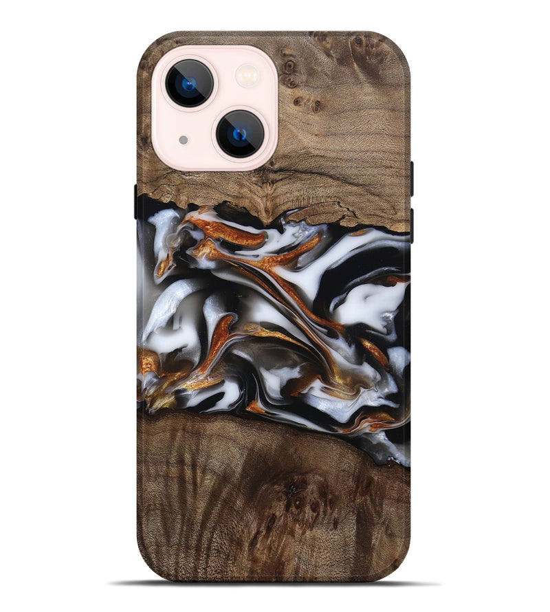 iPhone 14 Plus Wood Live Edge Phone Case - Brynn (Black & White, 812204)