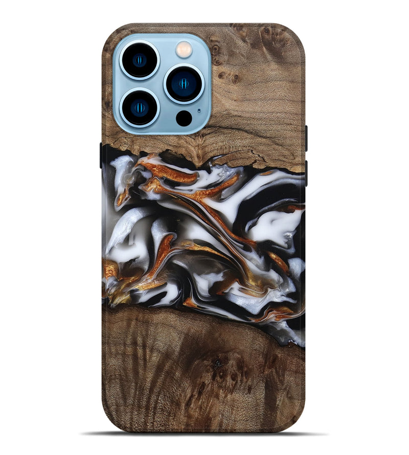 iPhone 14 Pro Max Wood Live Edge Phone Case - Brynn (Black & White, 812204)