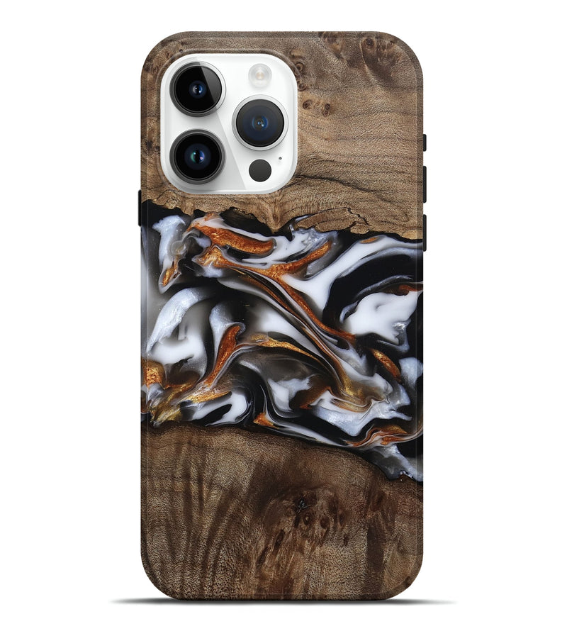 iPhone 15 Pro Max Wood Live Edge Phone Case - Brynn (Black & White, 812204)