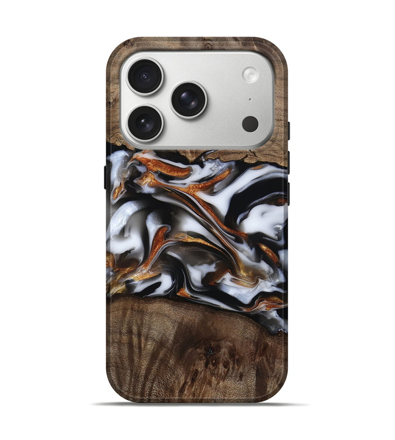 iPhone 17 Pro Wood Live Edge Phone Case - Brynn (Black & White, 812204)