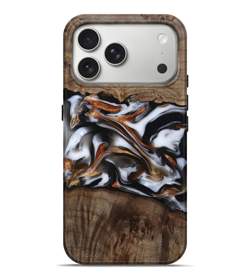 iPhone 17 Pro Max Wood Live Edge Phone Case - Brynn (Black & White, 812204)