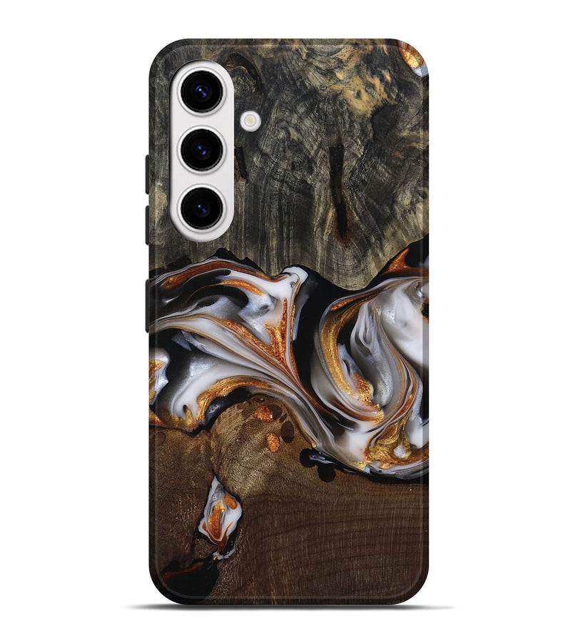 Galaxy S25 Plus Wood Live Edge Phone Case - Darby (Black & White, 812207)